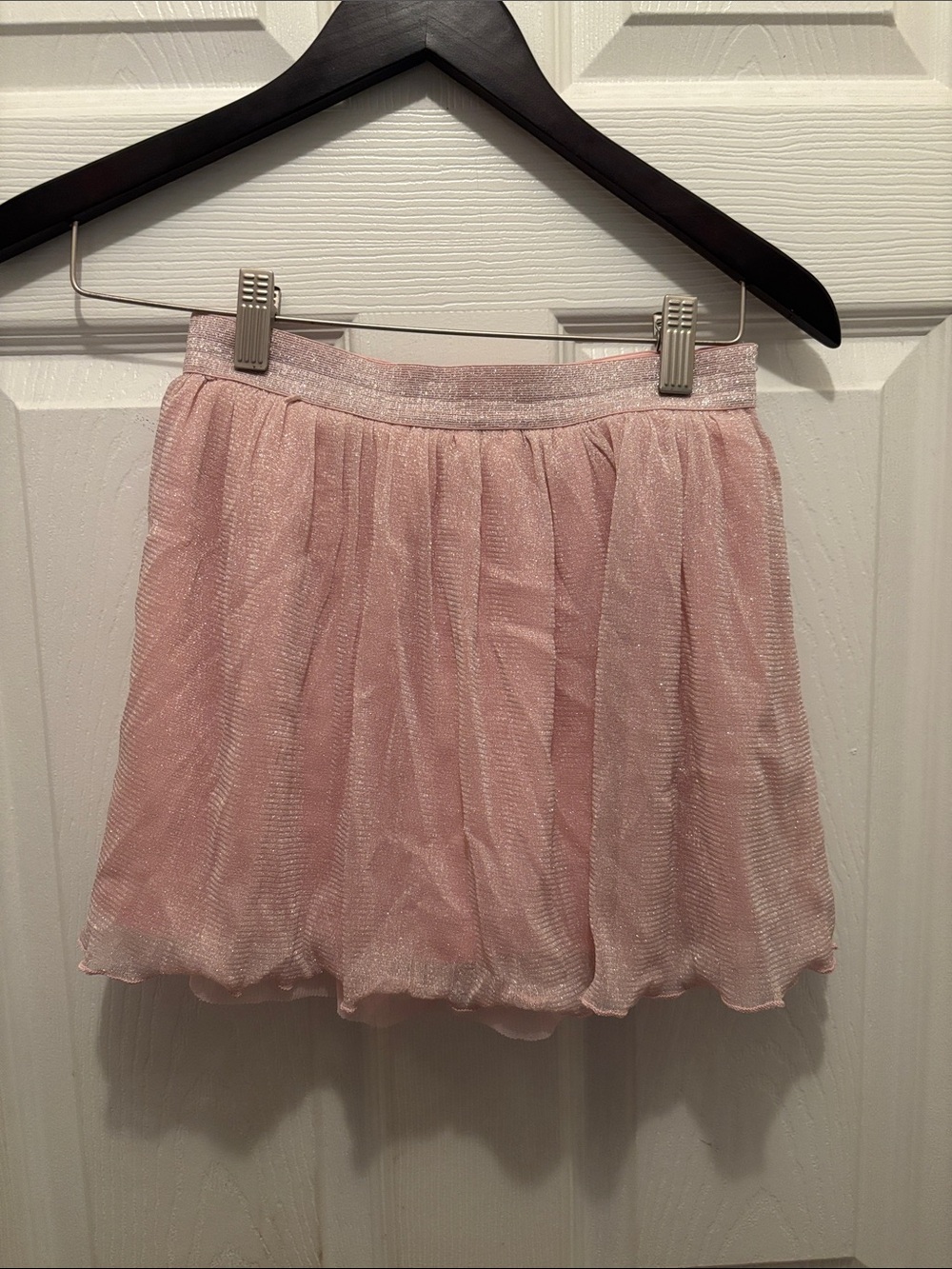 Girls' Shimmery Pink Bubble-Hem Skort